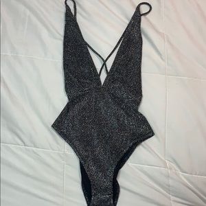 Glitter bodysuit low back